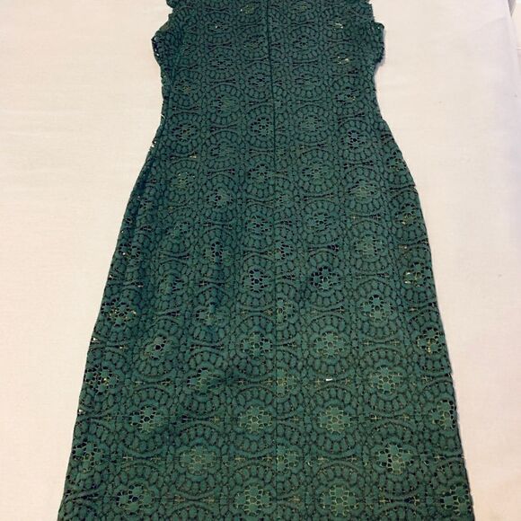 ZARA  green jewel tone lace midi high neck holiday party dress small - Picture 16 of 16